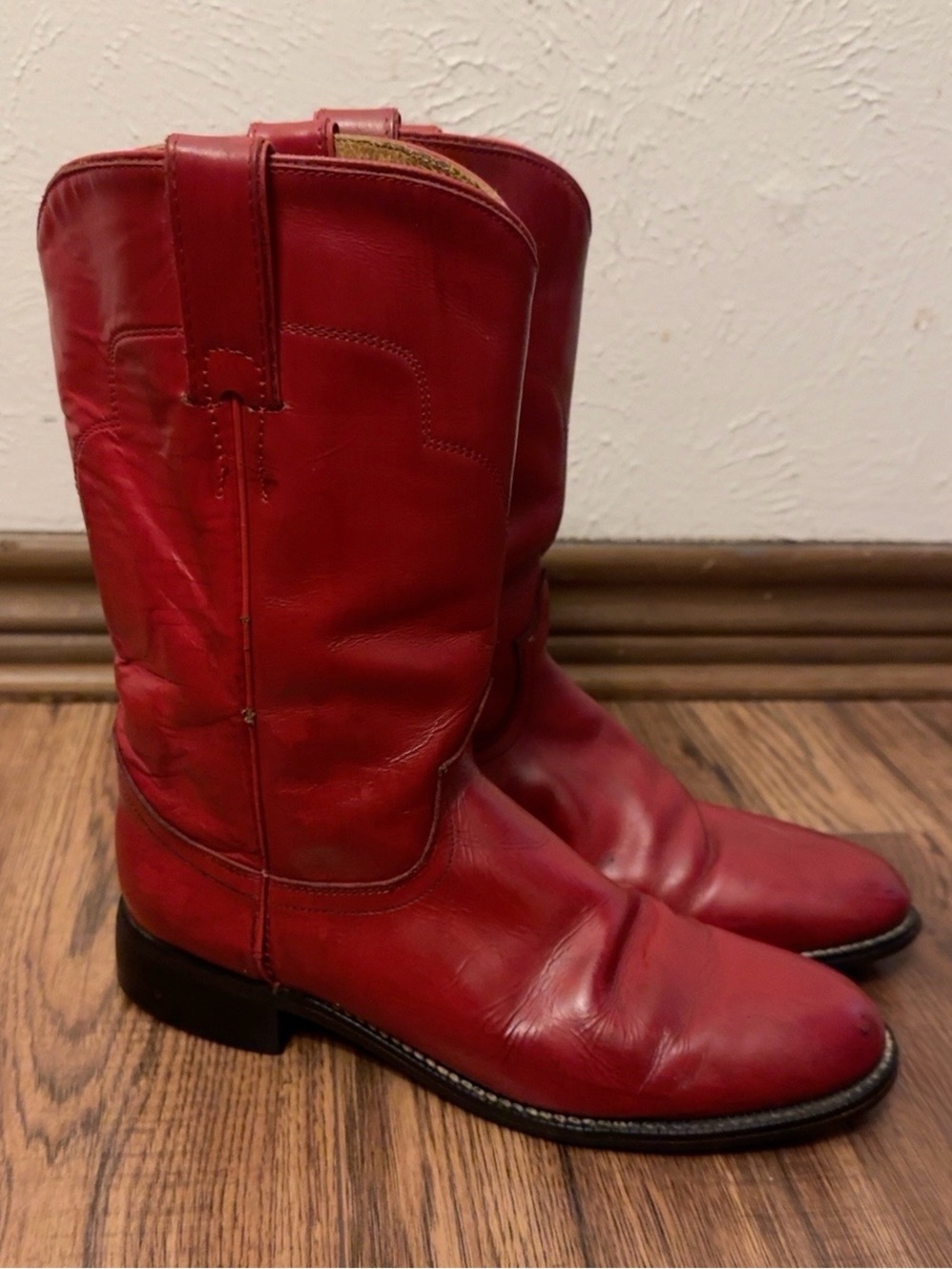 Tony Lama Red Leather Cowboy Boots